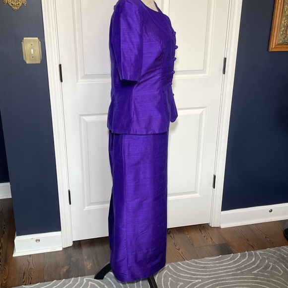 Vintage Watters & Watters Purple Silk Mother of the Bride/Groom 2-Piece Dress - Picture 4 of 14